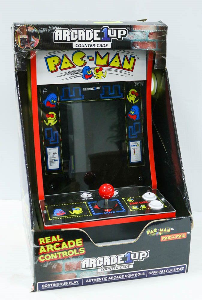 ARCADE 1UP PACMAN COUNTERCADE W/ 2 PACMAN GAMES