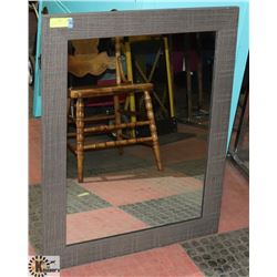 GREY WOOD FRAMED WALL MIRROR 32" X 28"
