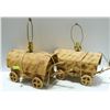 Image 1 : PAIR OF HOMEMADE WOODEN  CHUCKWAGON LAMPS