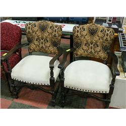 2 ANTIQUE ARMCHAIRS, REUPHOLSTERED