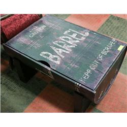 HALF WOOD BARREL COFFEE TABLE WITH HIDDEN