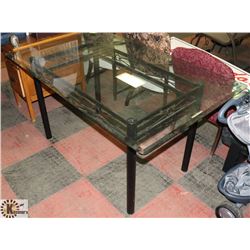 GLASSTOP TABLE WITH METAL BASE 60x36x30