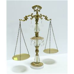 VINTAGE ANTIQUE BRASS, MARBLE & GLASS SCALE OF
