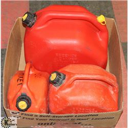 LARGE BOX OF 3 GAS JERRY CANS - 20 LITRE