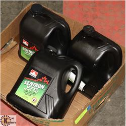 BOX WITH 3 GALLONS OF PETRO-CAN SENTRON