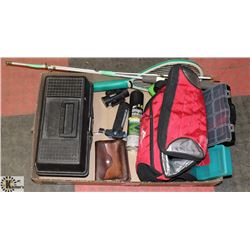 LARGE BOX OF FISHING & CAMPING