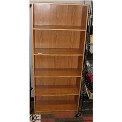6' STANDING OAK STYLE FREE STANDING BOOKSHELF