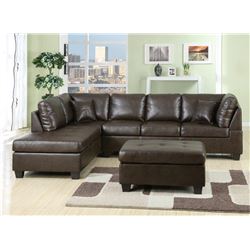 NEW JERSEY DK BROWN LEATHERETTE SECTIONAL
