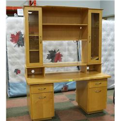 MAPLE WOOD OFFICE DESK WITH TOP SHELF