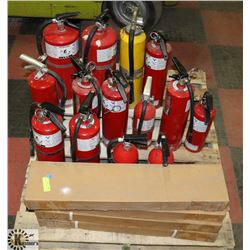 PALLET WITH FIRE EXTINGUISHERS ASSORTED SIZES