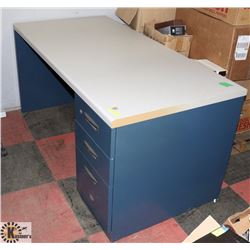 GREY AND BLUE DESK 5' WIDE X 30" DEEP X 29" TALL