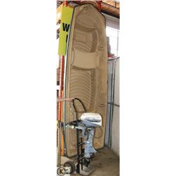 12' BOAT WITH EVENRUDE MOTOR AND 2 WHEEL DOLLY
