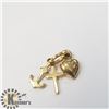 Image 3 : 17) 10K - PENDENT WITH 3 SMALL CHARMS, (~WEIGHT 0.46G),