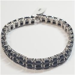 32) SILVER NATURAL SAPPHIRE 7.5" BRACELET