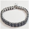Image 1 : 32) SILVER NATURAL SAPPHIRE 7.5" BRACELET