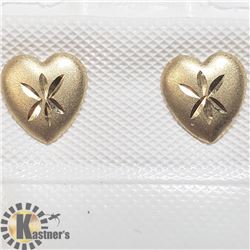 2) 14K  HEARTSHAPE SCREWBACK EARRINGS