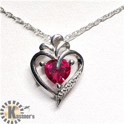 47) 20" SILVER CREATED RUBY NECKLACE
