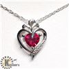 Image 1 : 47) 20" SILVER CREATED RUBY NECKLACE