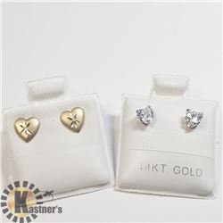 3) WHITE GOLD AND YELLOW GOLD SET OF EARRINGS
