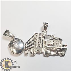 37) SILVER 2 PENDENT 18" NECKLACE