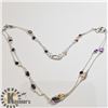 Image 1 : 21) SILVER GENUINE GEMSTONE 32" NECKLACE
