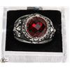 Image 1 : MENS RED STONE RING SIZE 13