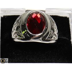 RED STONE MENS RING SIZE 10