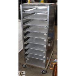 STAINLESS STEEL ROLLING TRAY CART W/TRAYS