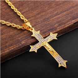 NEW GOLD PLATED JESUS ON THE CROSS NECKLACE