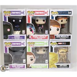 LOT OF 6 VARIOUS FUNKO POP FIGURES