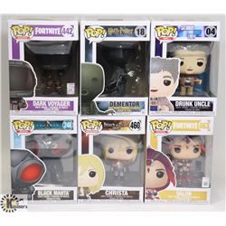 LOT OF 6 VARIOUS FUNKO POP FIGURES
