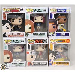 LOT OF 6 VARIOUS FUNKO POP FIGURES