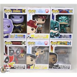 LOT OF 6 VARIOUS FUNKO POP FIGURES