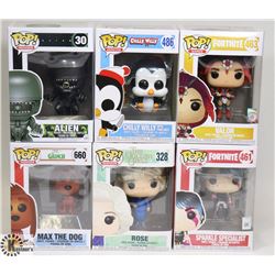 LOT OF 6 VARIOUS FUNKO POP FIGURES