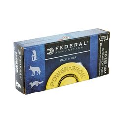 FED PWRSHK 22-250REM 55GR SP - 100 Rds