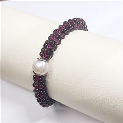 FRESHWATER PEARL GARNET  BRACELET