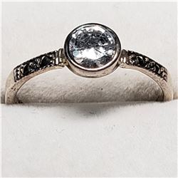 STERLING SILVER CUBIC ZIRCONIA MARCASITE  RING
