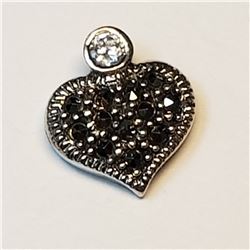 SILVER CUBIC ZIRCONIA MARCASITE HEART PENDANT