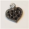 Image 1 : SILVER CUBIC ZIRCONIA MARCASITE HEART PENDANT
