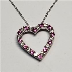 STERLING SILVER PINK SAPPHIRE CUBIC ZIRCONIA