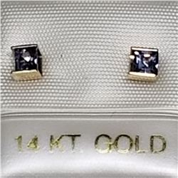 10K GOLD TANZANITE  EARRINGS (3MM), MADE IN CANADA