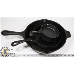 A LOT OF CAST IRON SKILLETS 4 MINI'S