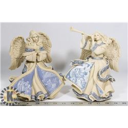 LOT OF 2 BLUE MUSIC BOX ANGELS.