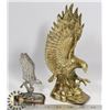 Image 1 : LOT OF 2 EAGLE STATUES ONE BRASS ONE ON GEODE BASE