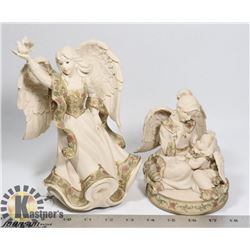 LOT OF 2 ANGELS (1 WITH DOVE 1 WITH CHILD)