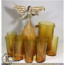 FLAT OF GLASSWARE AND AN ANGEL ORNAMENT