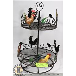 TALL 2 TIERED ROOSTER CONDIMENT TRAY