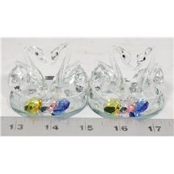 SET OF CRYSTAL SWAN ORNAMENTS