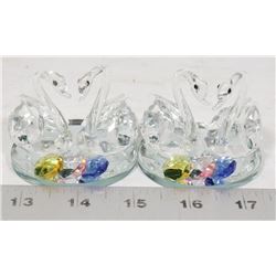 SET OF CRYSTAL SWAN ORNAMENTS