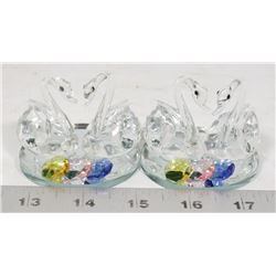 SET OF CRYSTAL SWAN ORNAMENTS